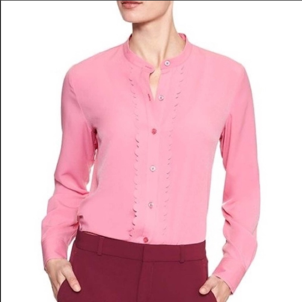 NWT Banana Republic Pink Scallop Trim Blouse XS